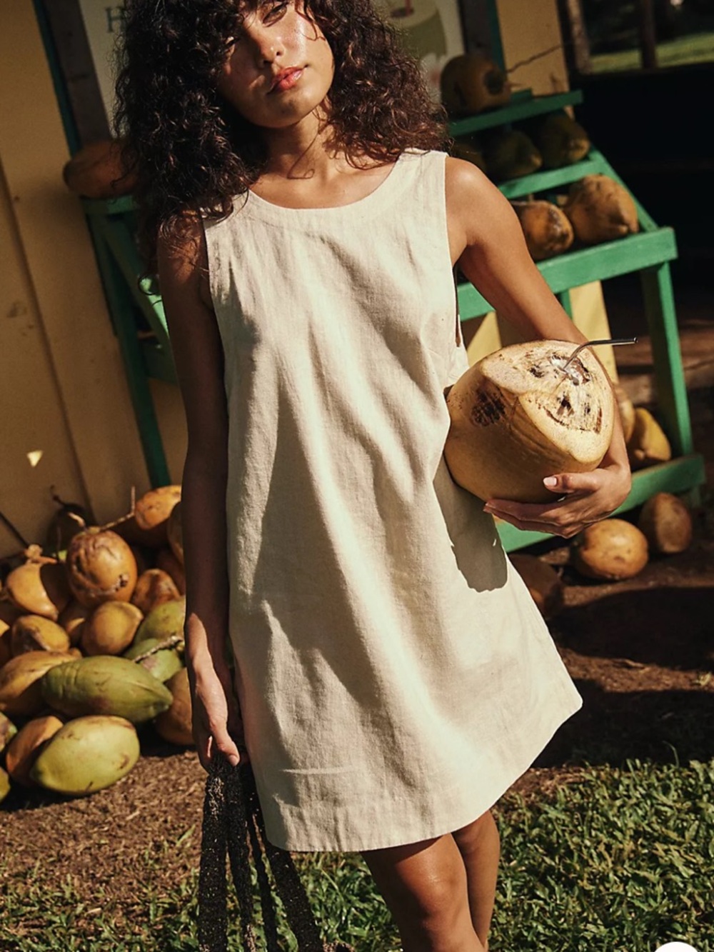 Free people full of sunshine cotton linen mini dress